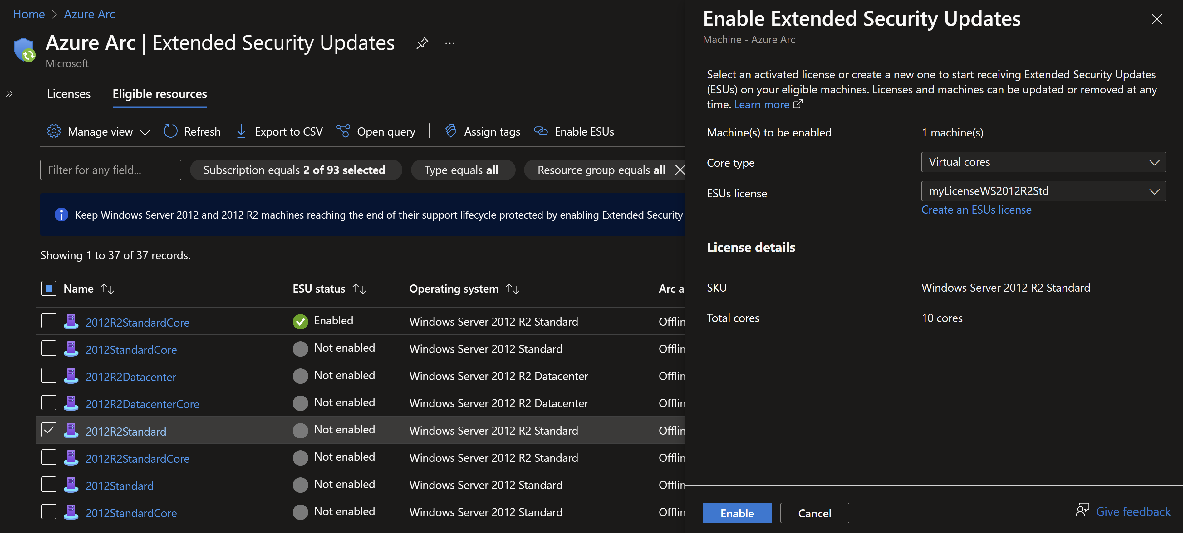 Extended Security Updates (ESUs) via Azure Arc