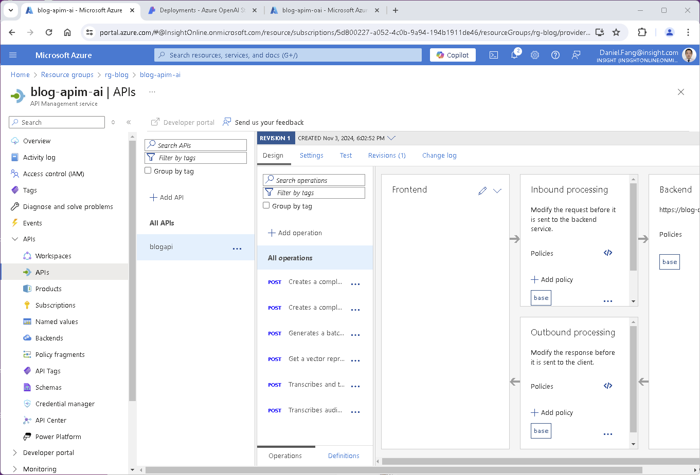 Azure OpenAI Service API on APIM