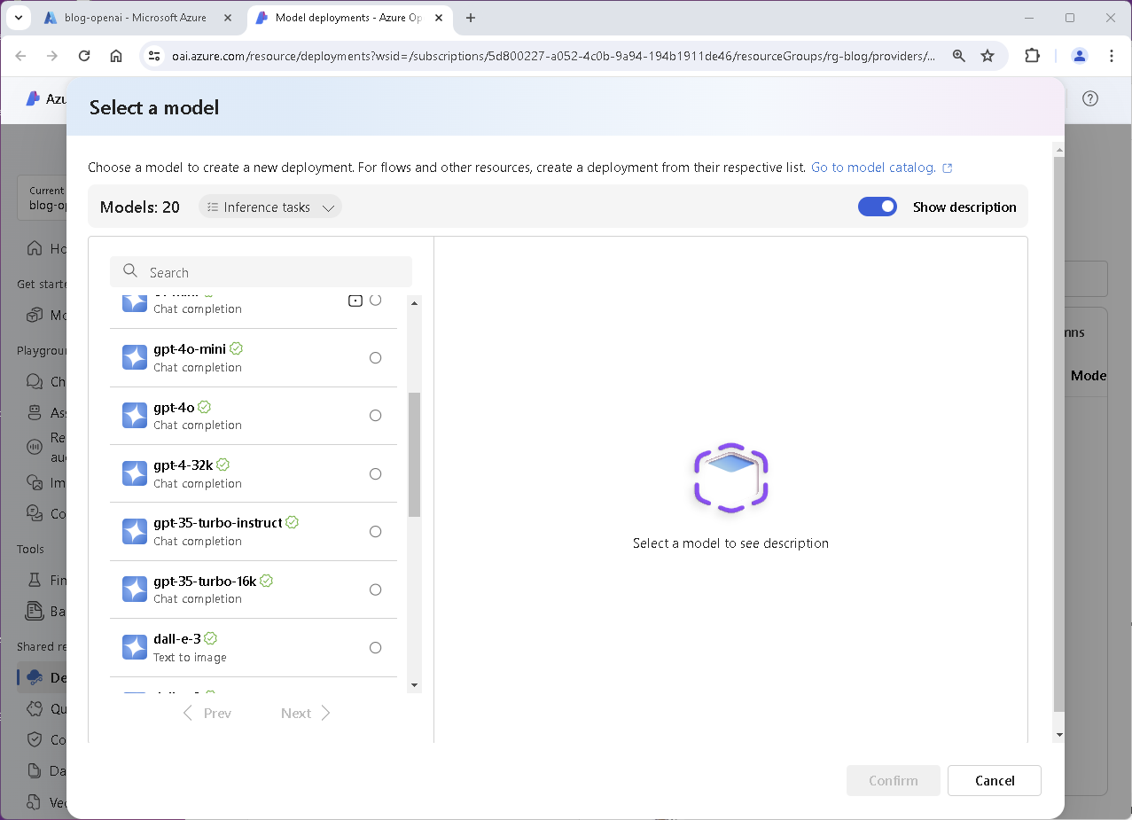 Azure OpenAI Select Model