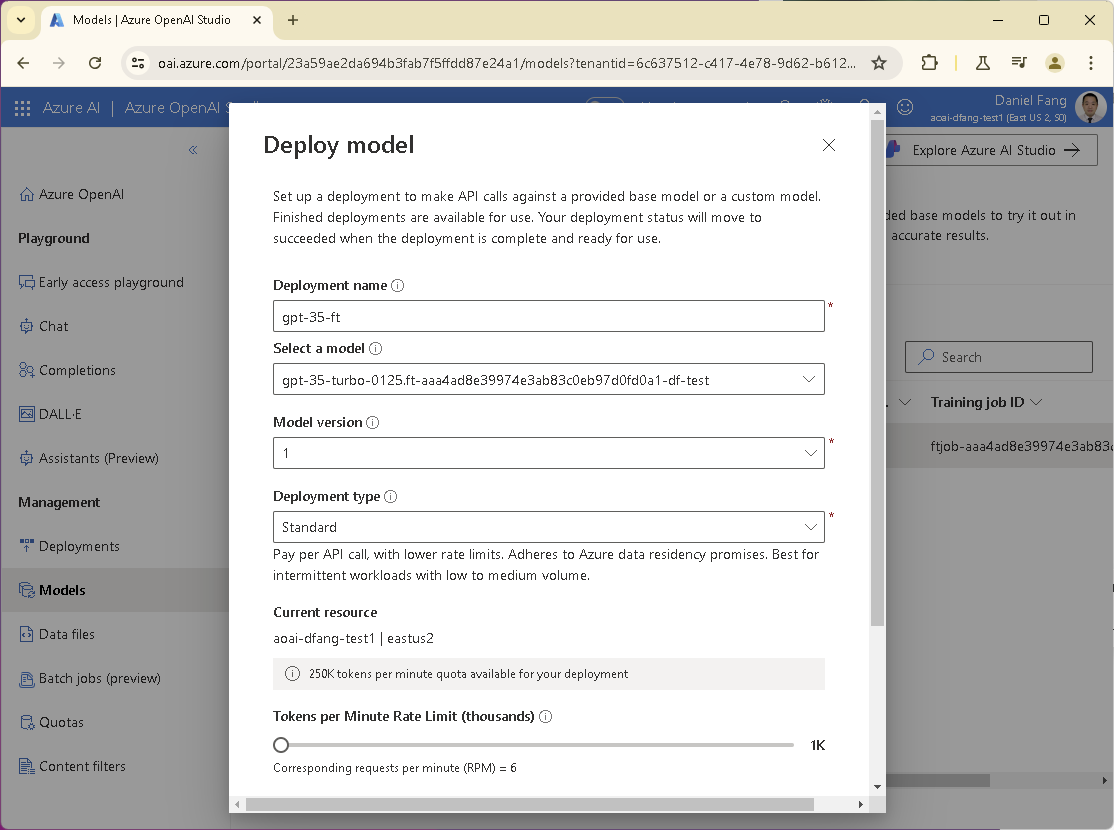 Fine-tune Model Deployment Configuration