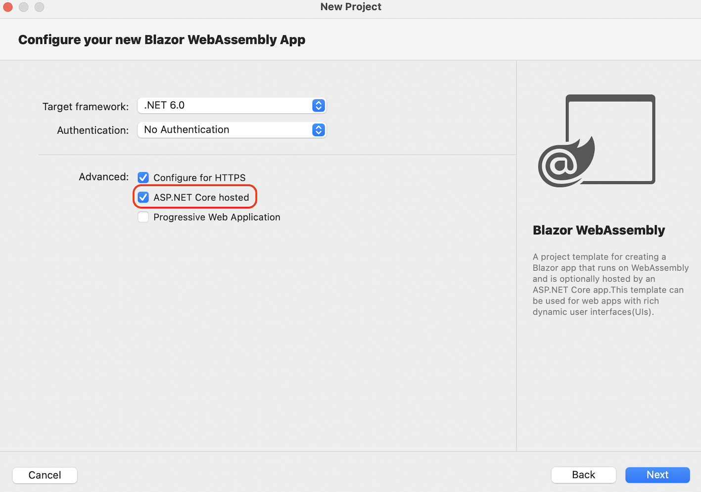 VS Create Blazor App